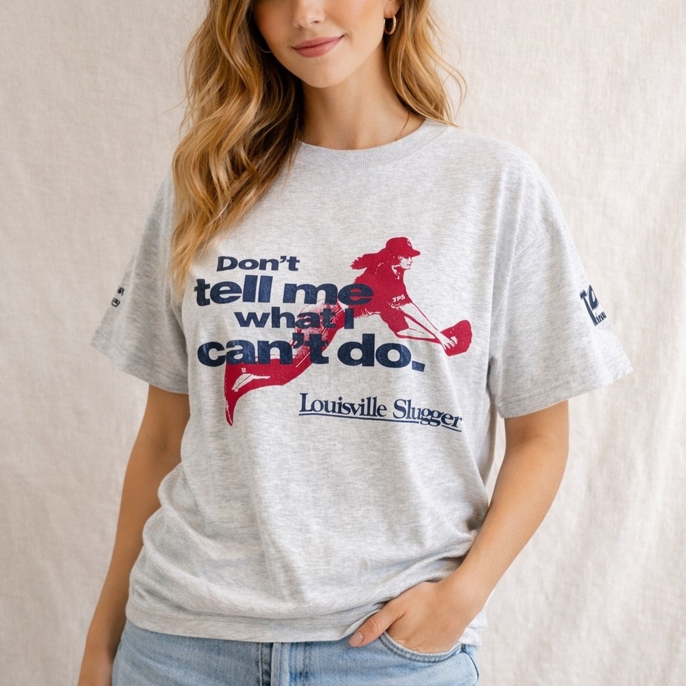 Louisville Slugger Womens Gray Graphic T-Shirt Dont‎ Tell Me What I Cant Do L